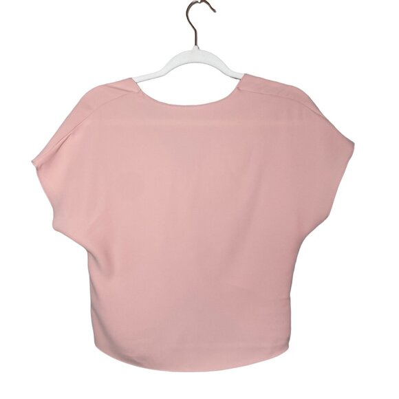 Amanda Uprichard Halifax Top Size Small Cropped Blouse Pink Twist Front V-neck - Picture 2 of 5